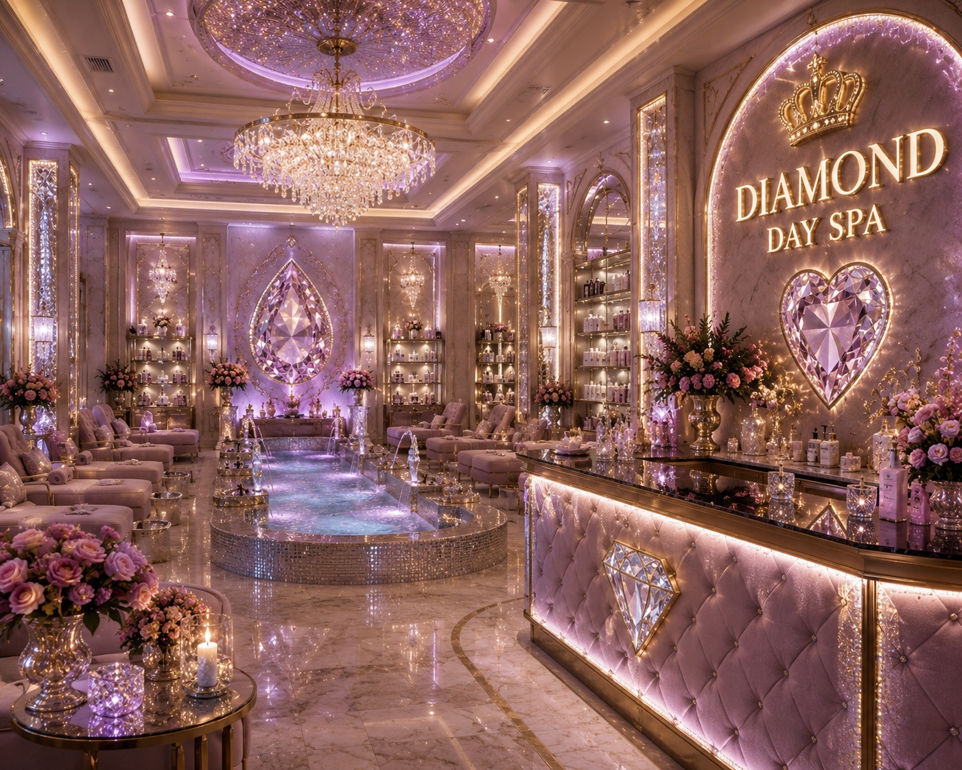 The glamorous Diamond Day Spa at The Velvet Crown